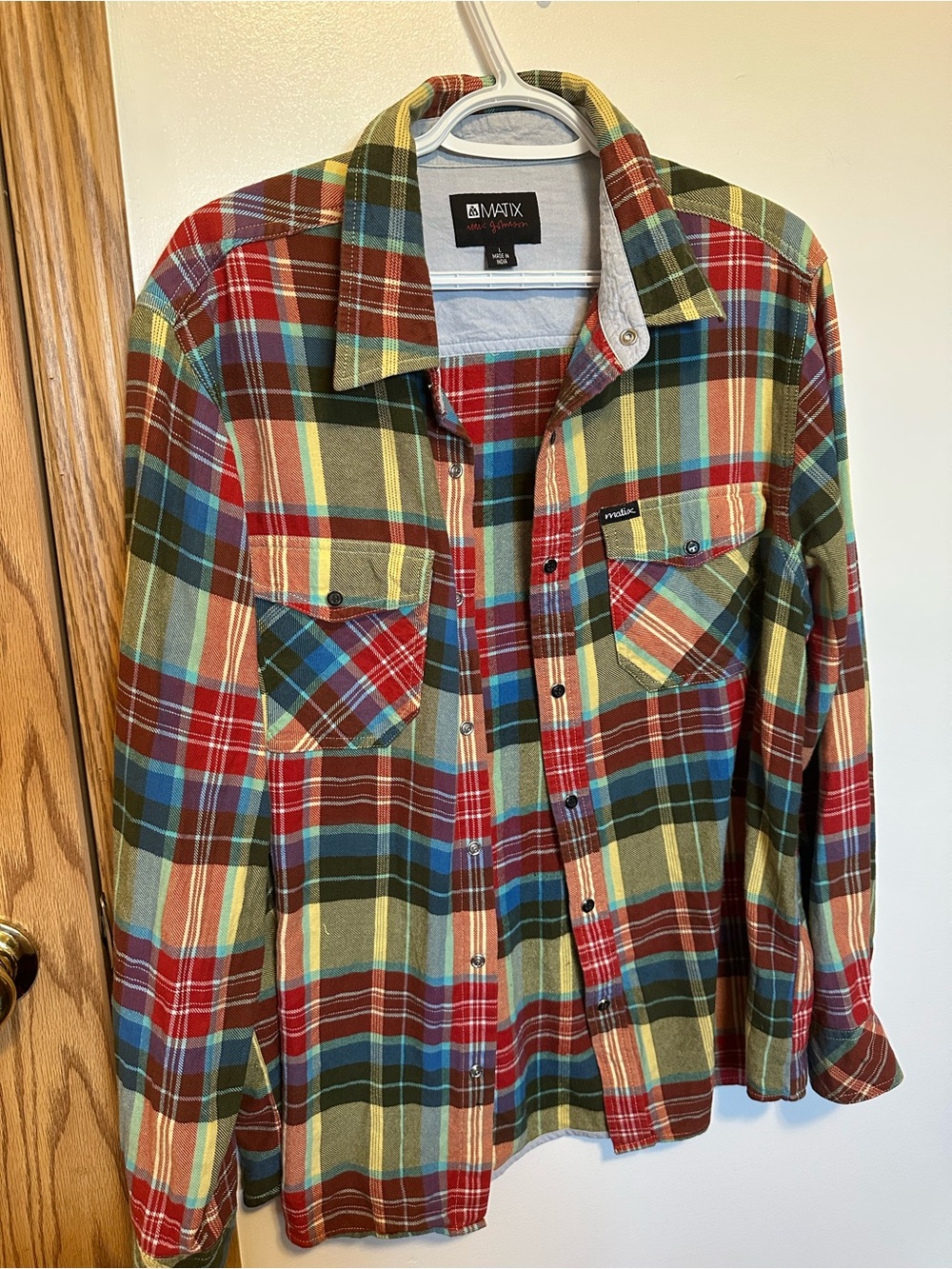 Over Sized Colorful Plaid Snap Closure Shirt